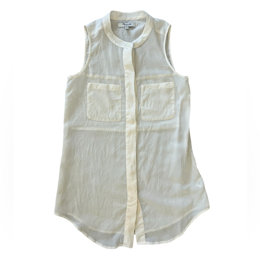 Madewell Cream Sleeveless Silk Button Down Top Size XS